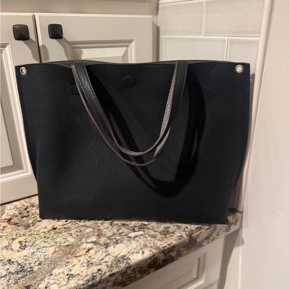 Beautiful Free People Black vegan Leather Tote Bag with inserts - Picture 2 of 8